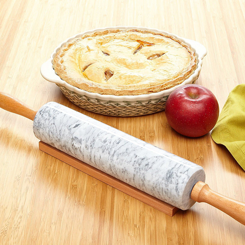 Marble Rolling Pin - Natural Stone Kitchen Tool, 45cm Grey