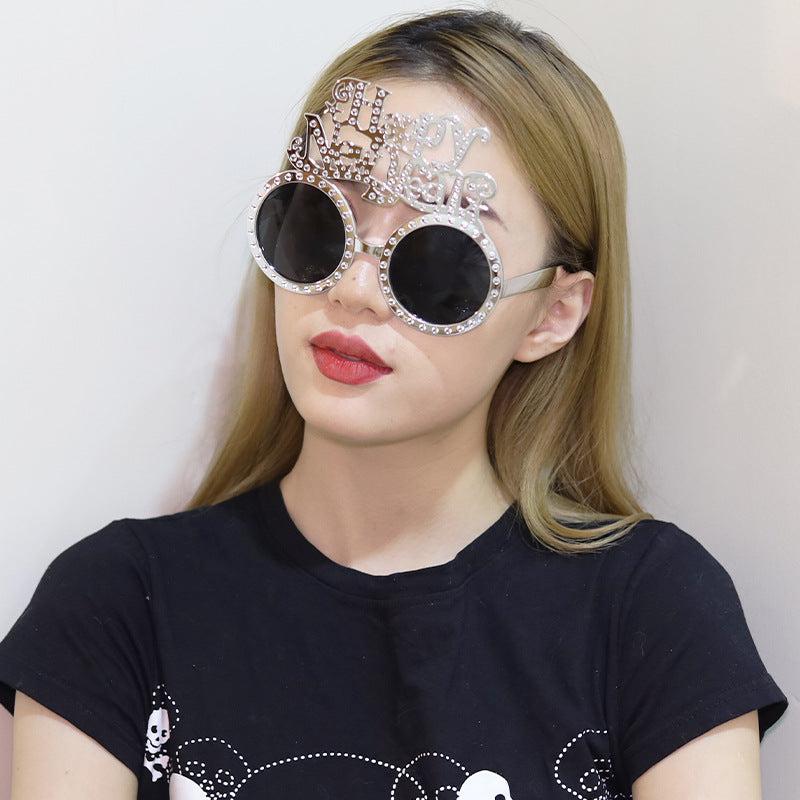 Funny New Year Party Glasses Supplies Photo Props Unisex Dress Up Accessories