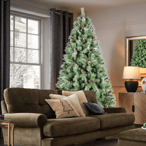 5ft Green Artificial Christmas Tree with 200 LED Lights & Pine Cones