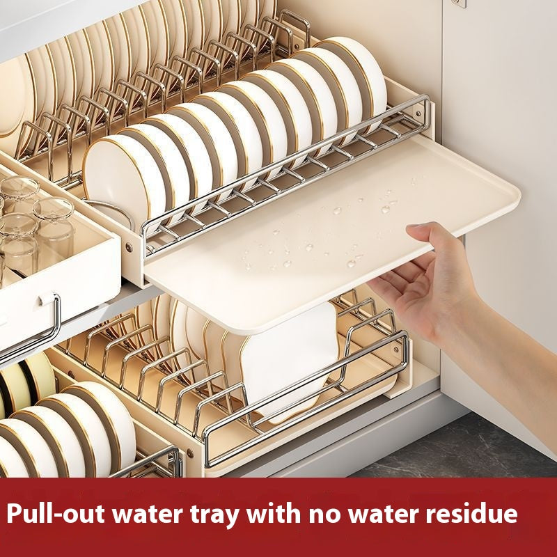 Large Stainless Steel Kitchen Bowl & Dish Storage Rack for Cabinets