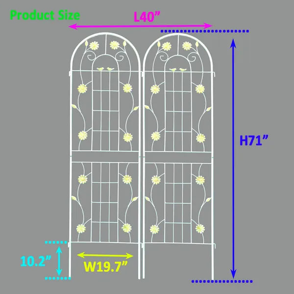 Metal Garden Trellis - 71" x 19.7" Rustproof Support for Climbing Plants