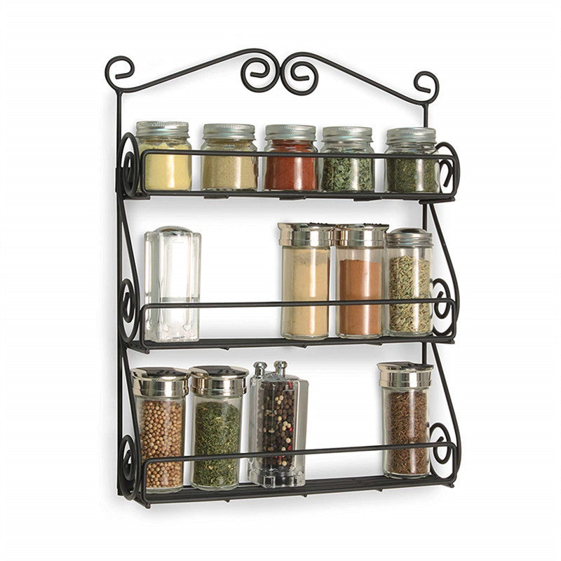 Modern Minimalist Iron Wall Kitchen Storage Rack with 3 Layers