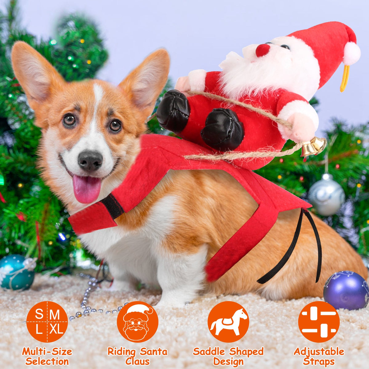 Pet Christmas Costume Red Winter Coat with Bell for Dogs & Cats - Multiple Sizes