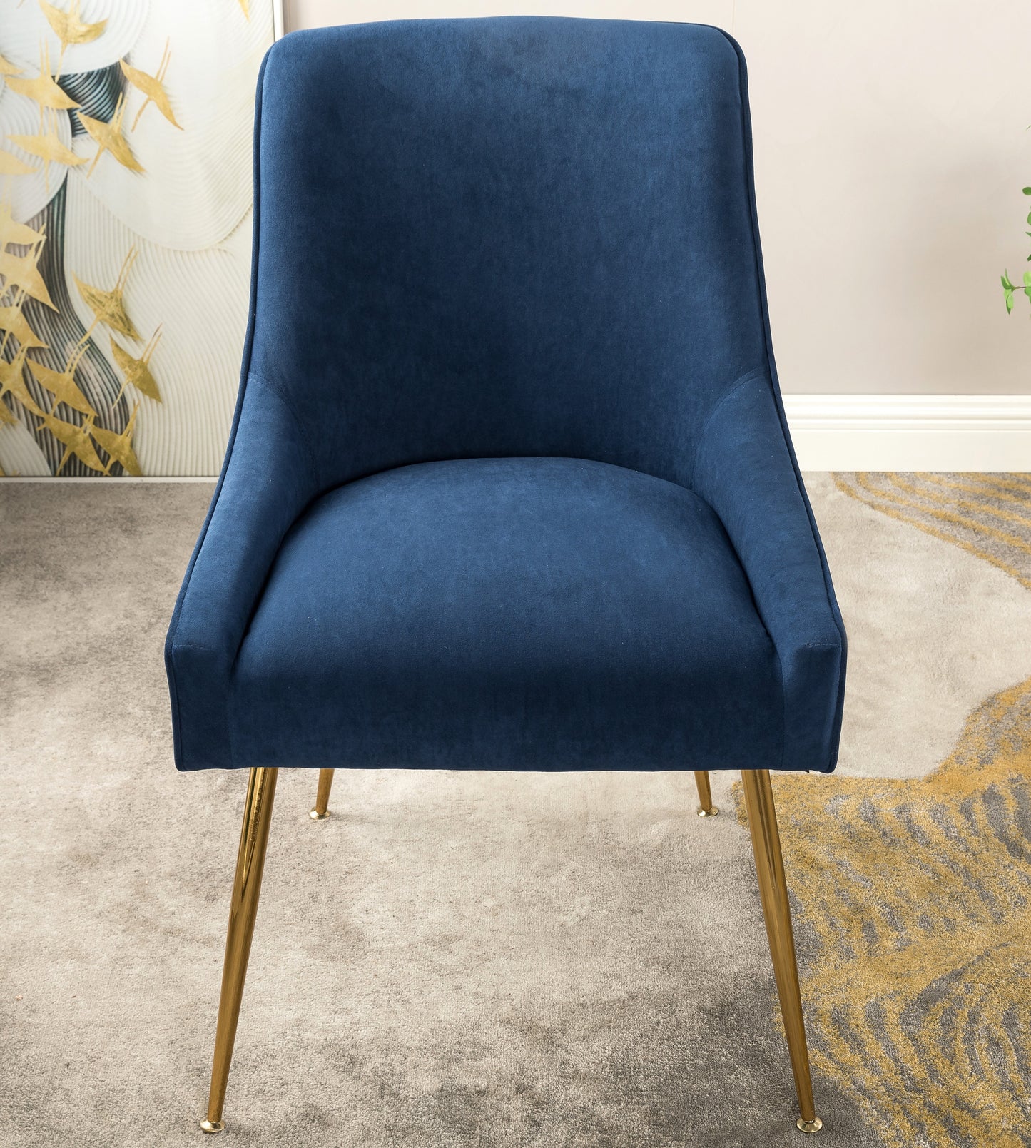 Velvet Dining Chair With Gold Legs, Modern Upholstered Accent Chair,