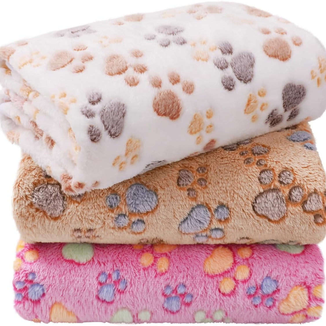 Premium Soft Fluffy Fleece Dog & Cat Blanket Set - Multicolor, 3-Pack