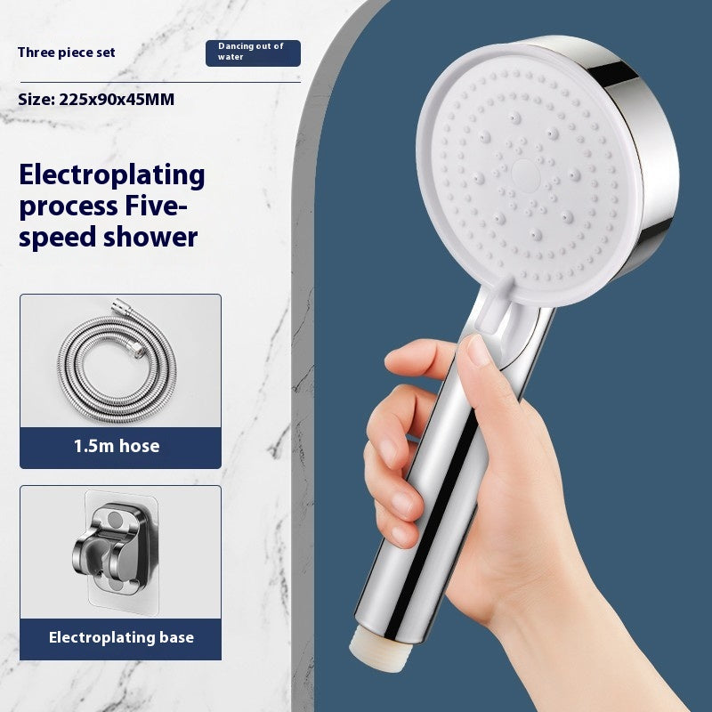 Supercharged Shower Nozzle Set with 5-Speed Handheld Shower Head and 1.5m Hose