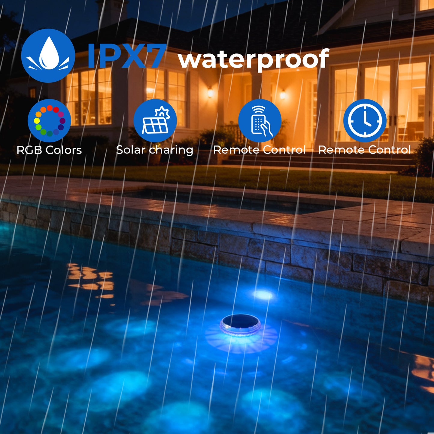 Floating Solar Pool Light with Remote Control - 12 Color Modes Waterproof LED Lamp