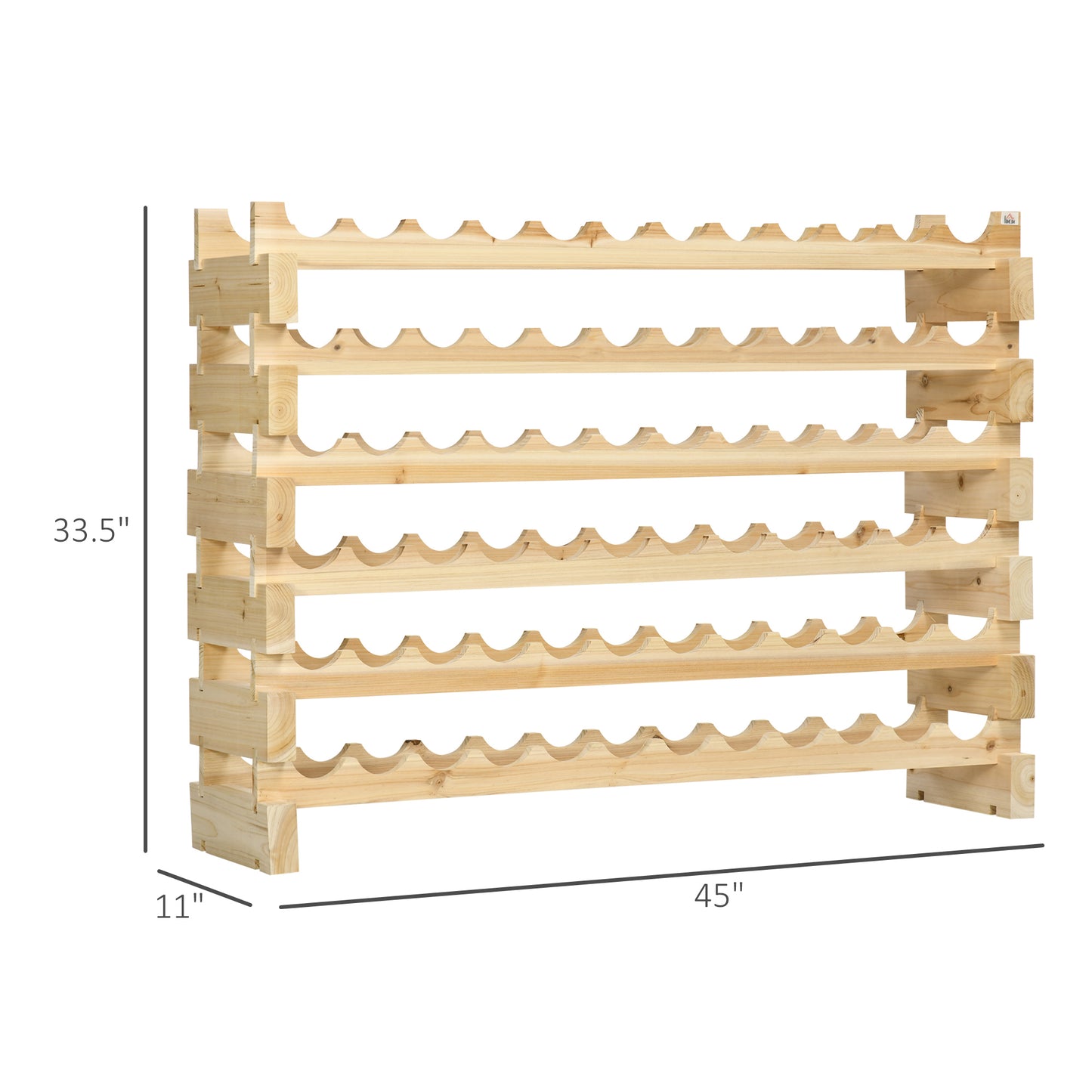 72-Bottle Stackable Wine Rack - Modular Natural Wood Storage