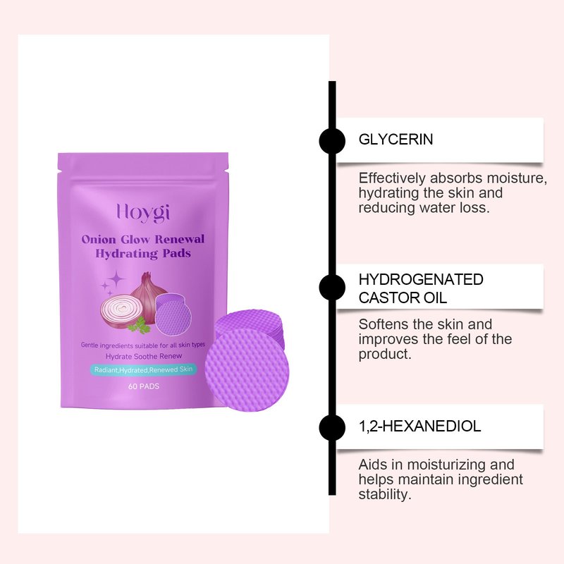 Hydrating Skin Care Pads with Onion Extract - 60 Pack