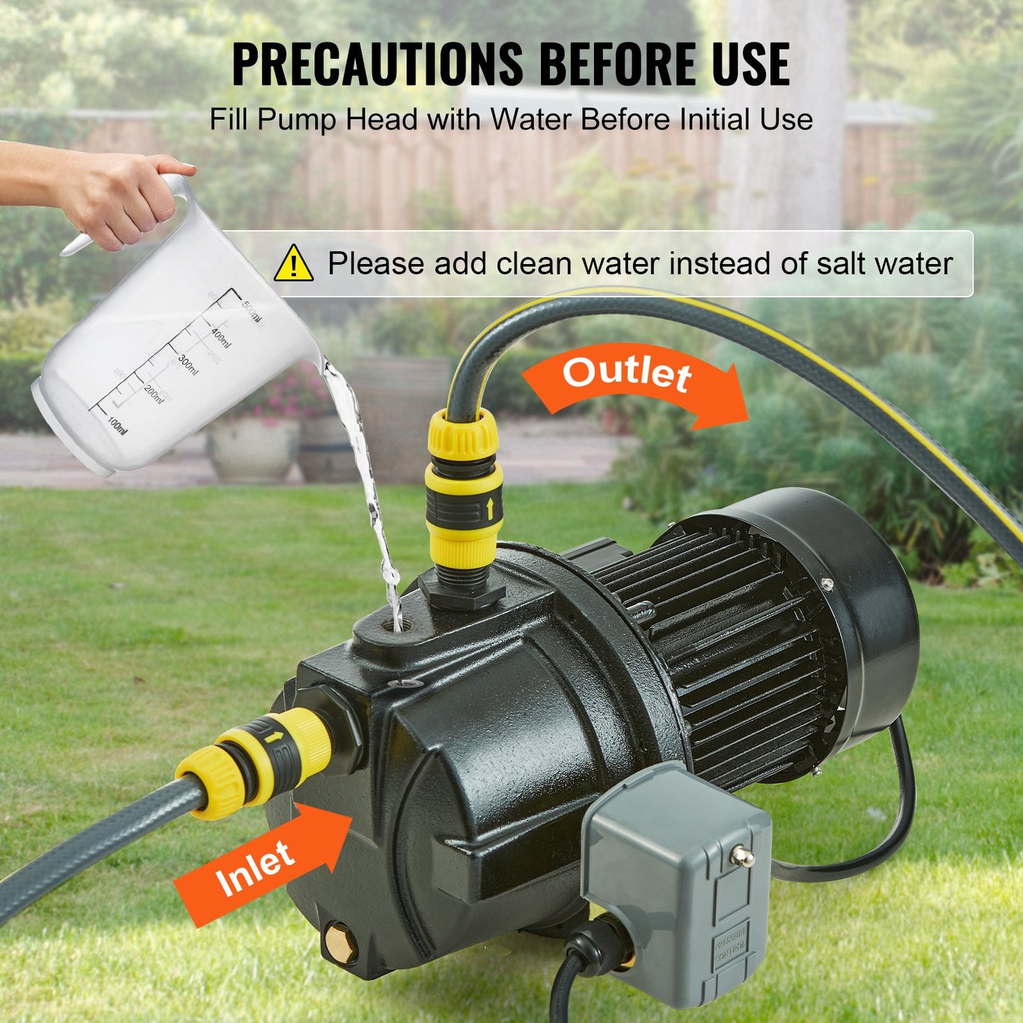 1 HP Shallow Well Jet Water Pump 17.6 GPM 164 ft Head Automatic Pressure Switch Black