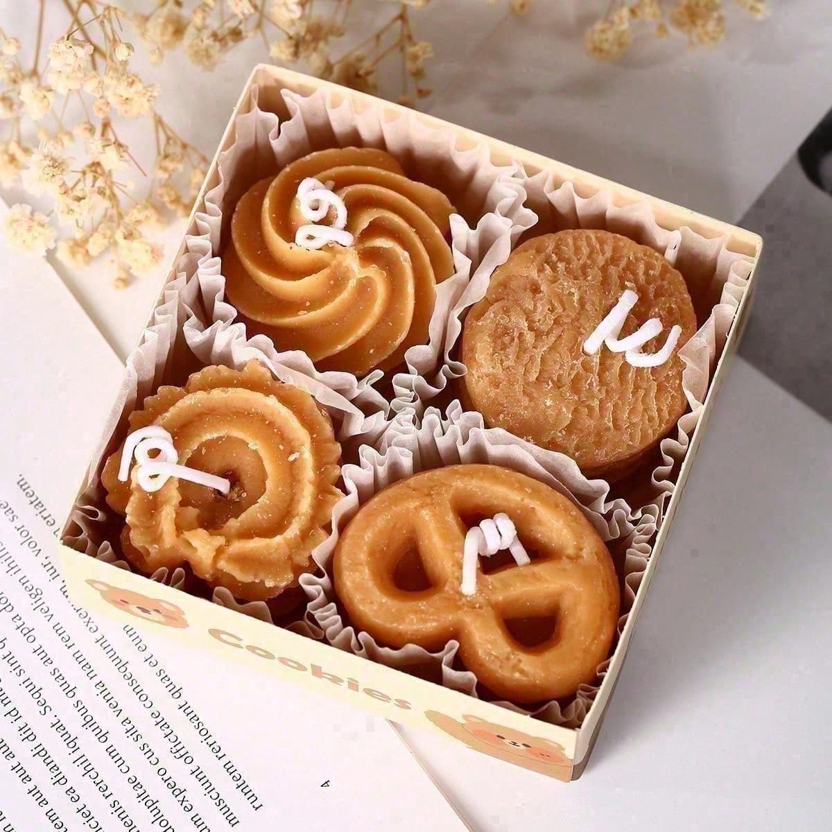 Cookie Shape Scented Candle Set - 4PCS Coffee Milk Aroma