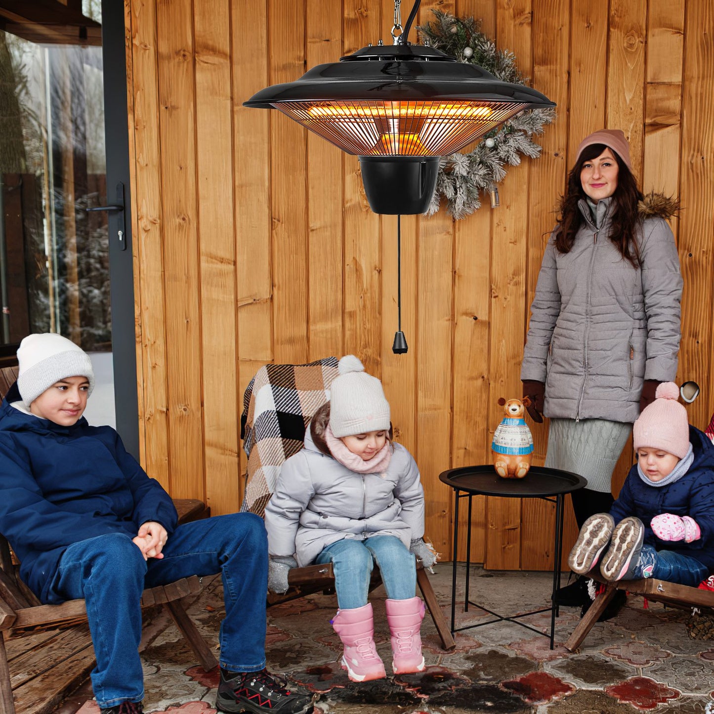 1500W Outdoor Hanging Patio Heater with Waterproof IP23 & Quiet Operation