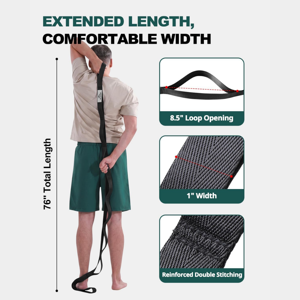 Non-Elastics Stretching Strap with Loops for Yoga & Therapy