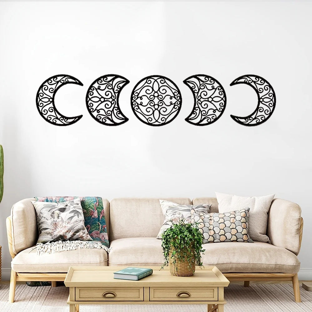 Crescent Moon Wall Art Set of 5 - Wrought Iron Decor