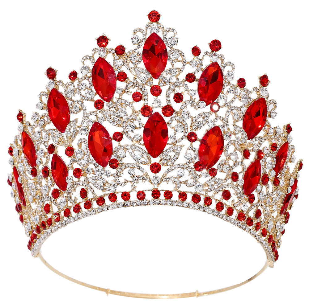 Elegant Bridal Crown Headpiece with Diamond-Accented Alloy Design - Multiple Colors