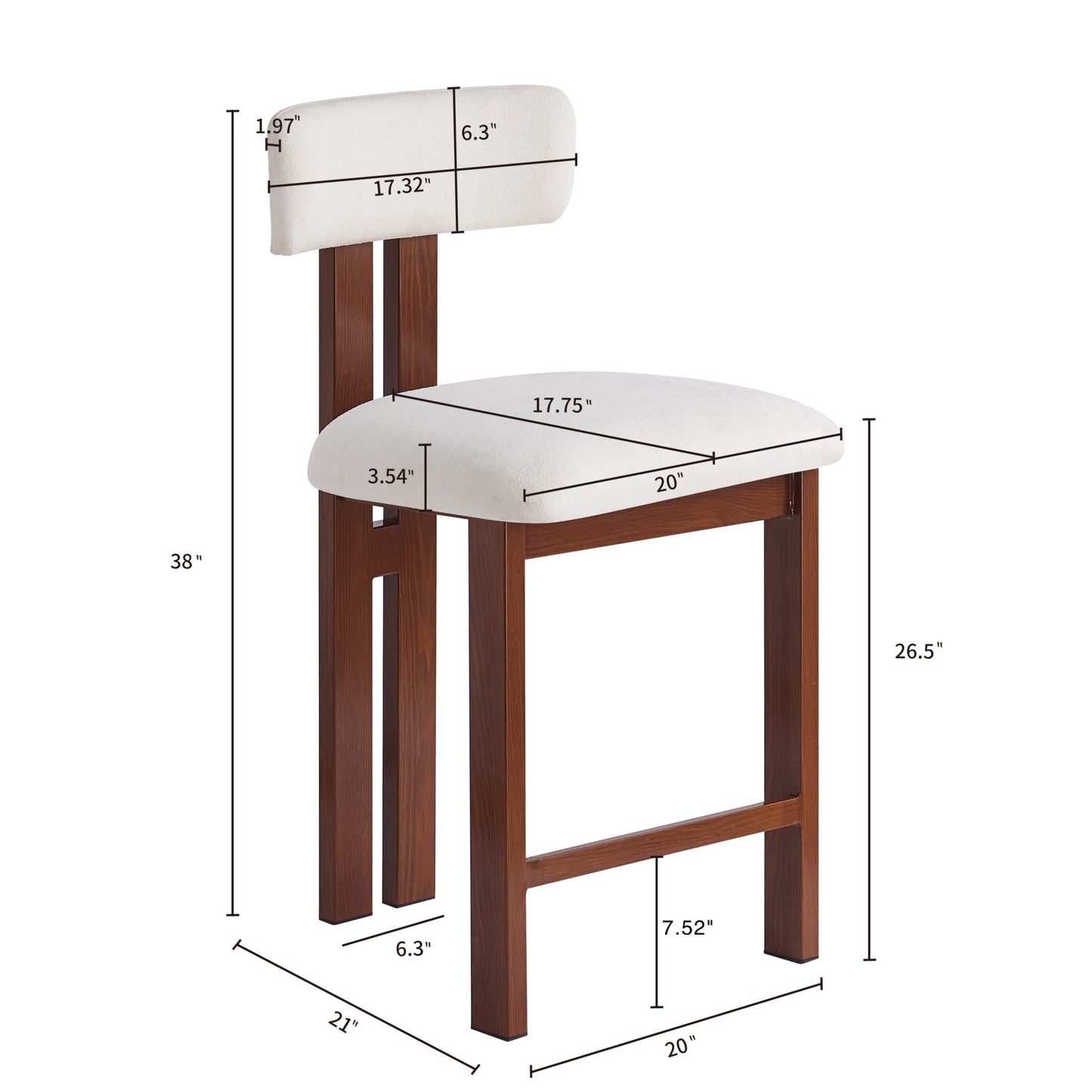 26.5 Stylish Round Stools With Low Back - Comfortable Upholstered