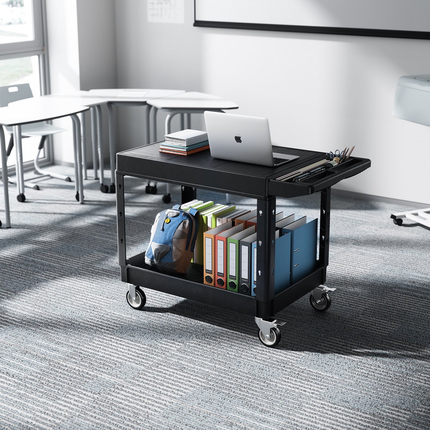 Heavy Duty Utility Cart with 2 Shelves - 550 Lb Capacity, Mobile Service Cart