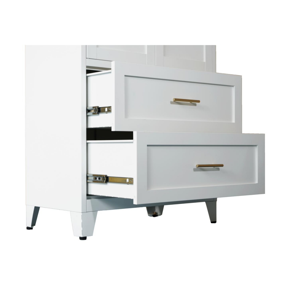 71-Inch Tall Metal Wardrobe Cabinet with 2 Drawers & Hanging Rod - White