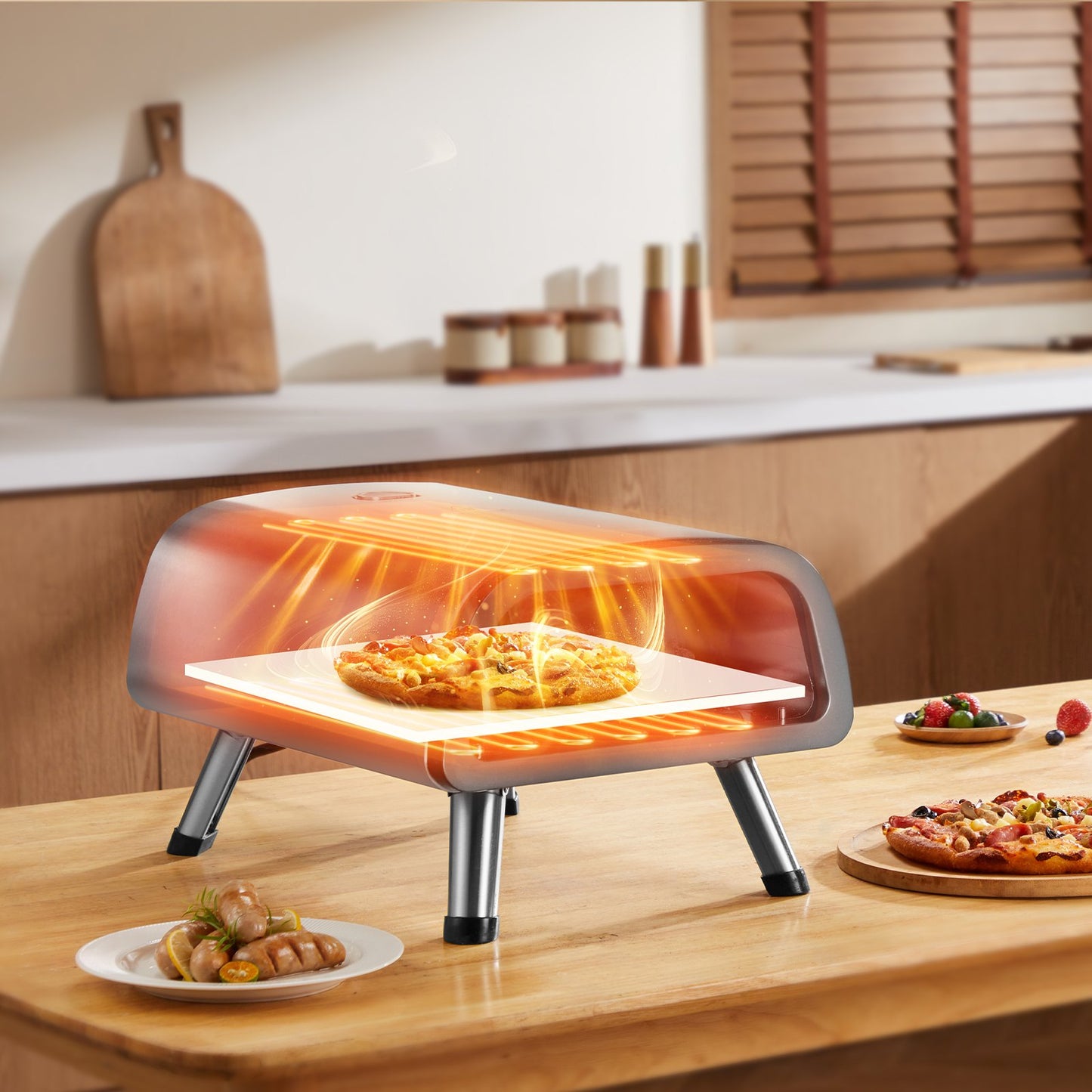 Electric Countertop Pizza Oven for 12-Inch Pizzas - Indoor & Outdoor Use, Black