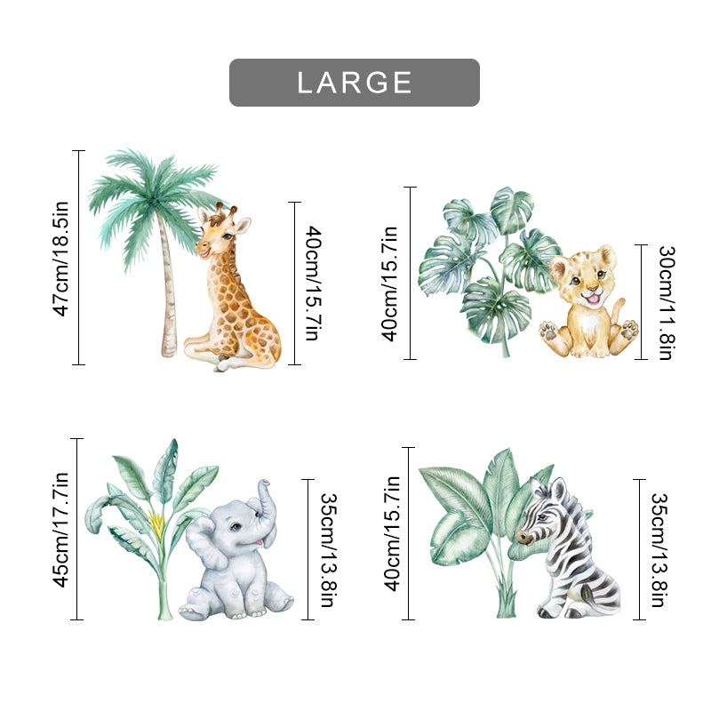 Boho African Animal Tropical Tree Wall Sticker for Kids & Living Room Decor