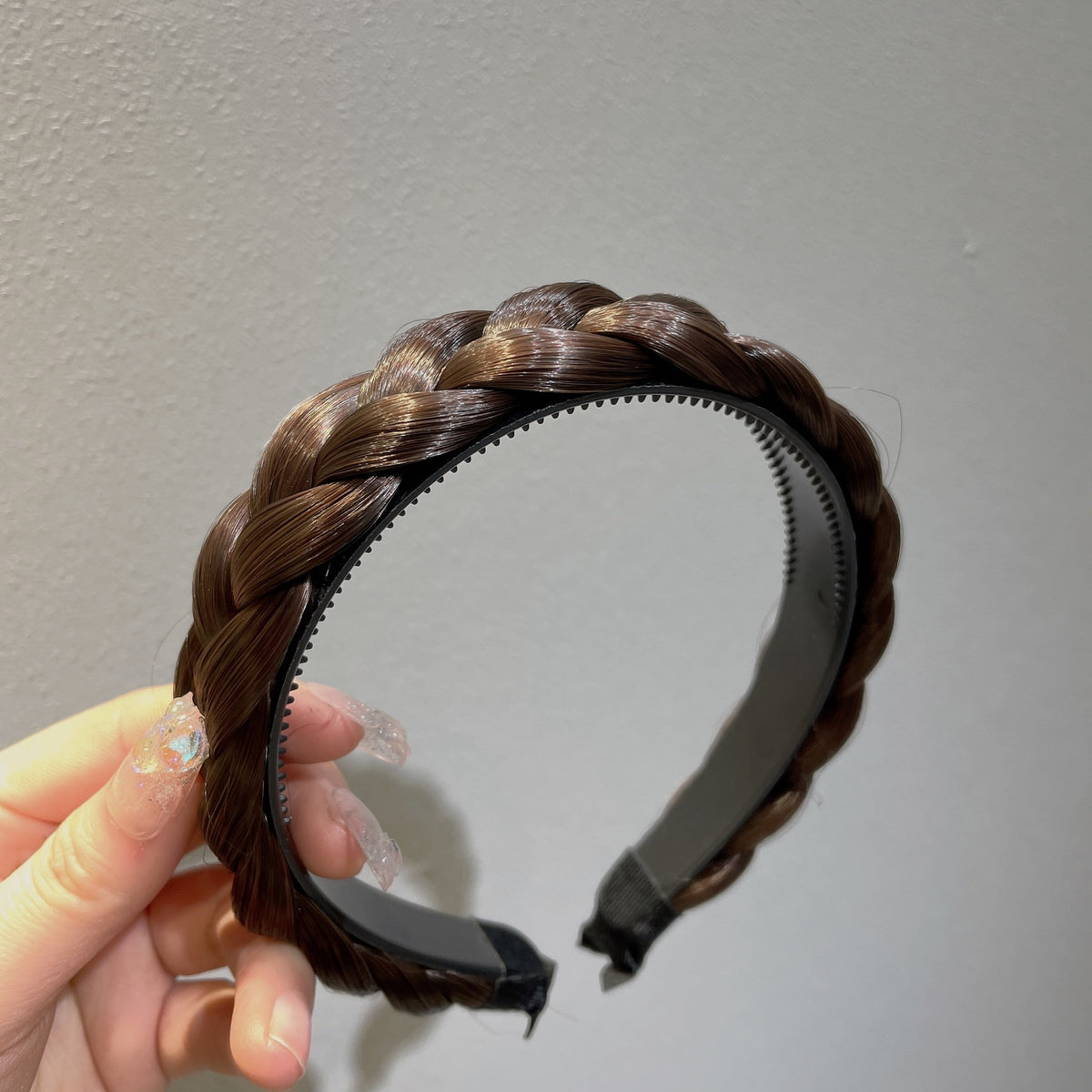 Fabric Braid Headband - Geometric Plaid Design