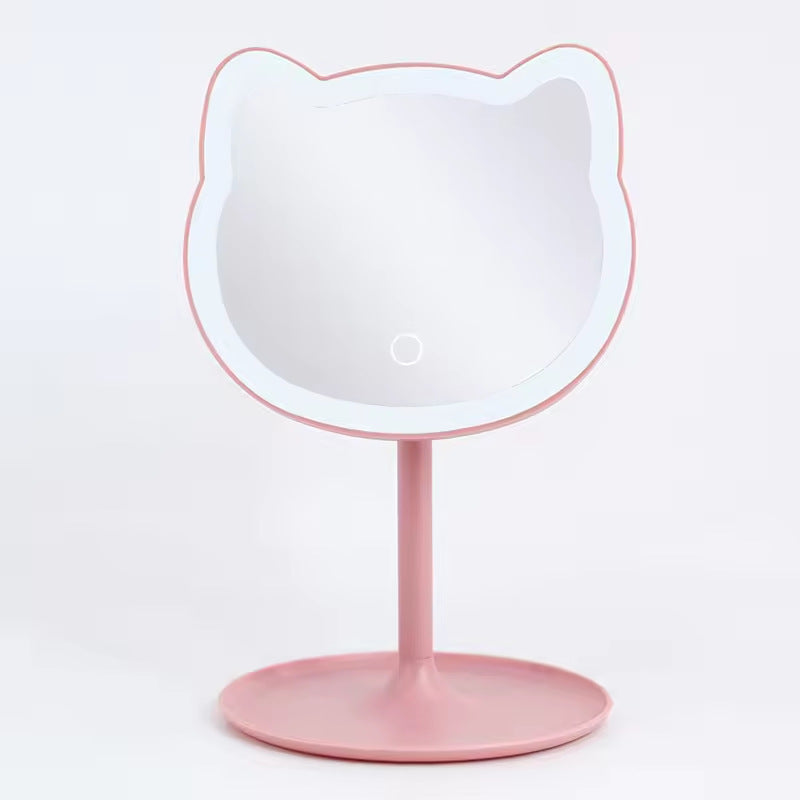 Rechargeable Makeup Mirror with Fill Light - Pink, 14x18cm