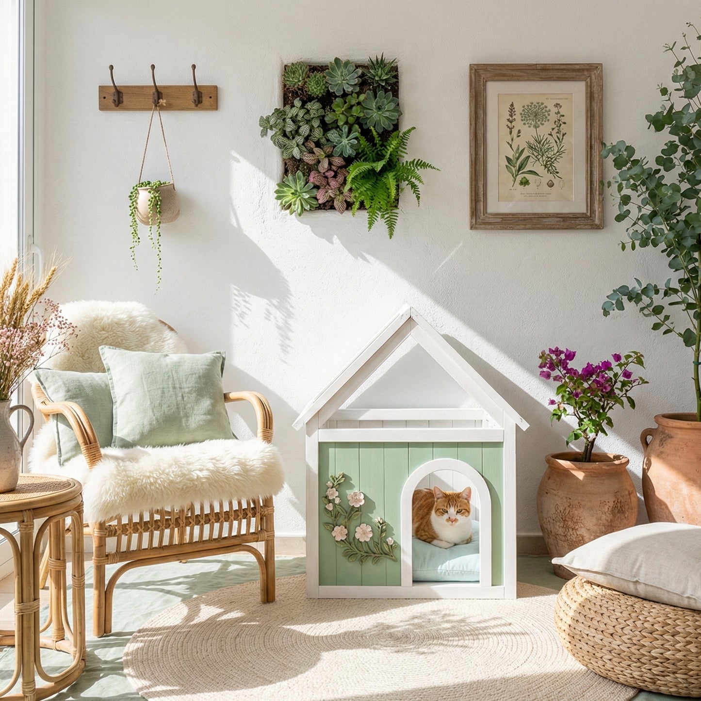 Indoor Cat House with Acrylic Roof — Wooden Pet Shelter for Small Cats & Dogs