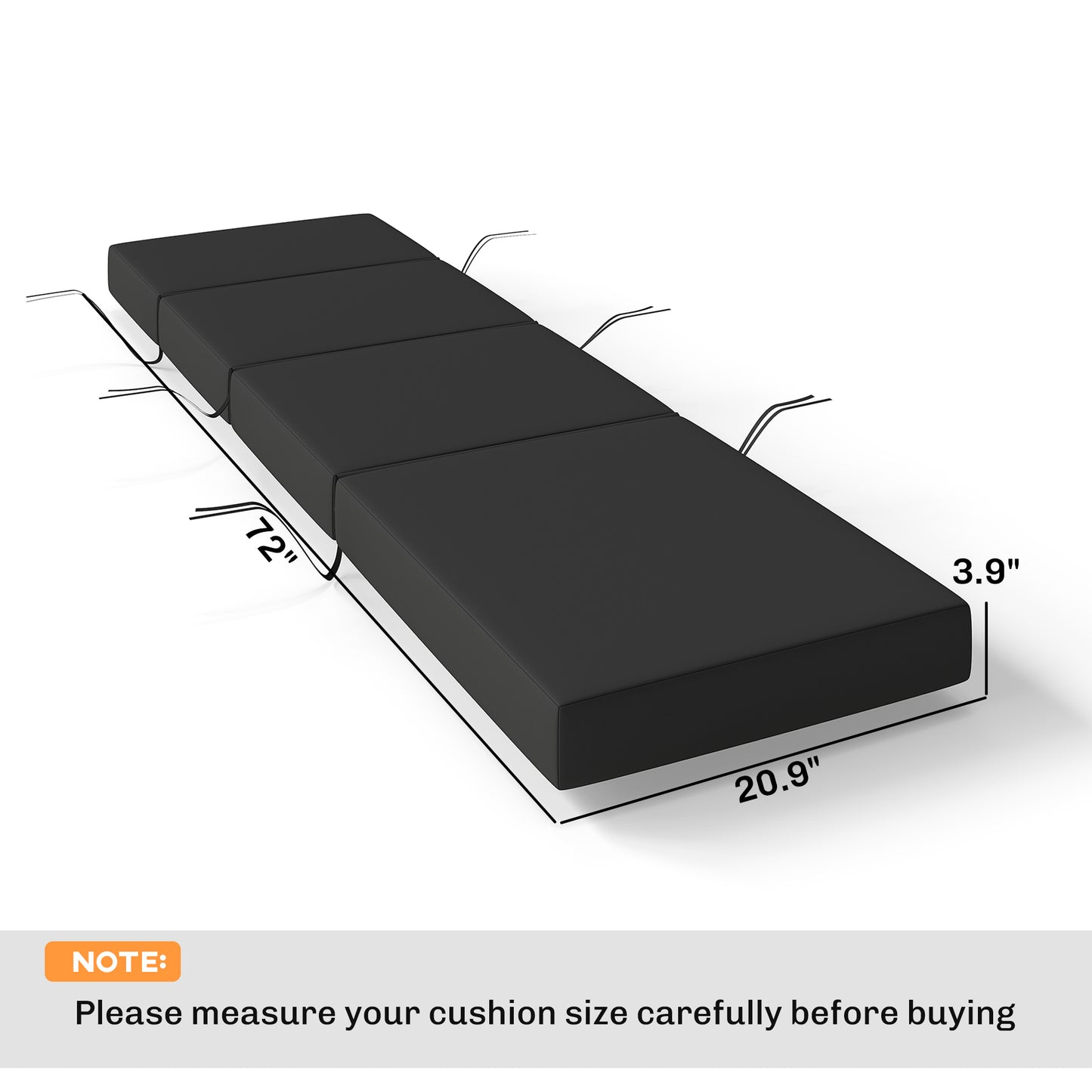 Outdoor Lounge Chair Cushion - 4" Thick, Gray, 21" x 72"