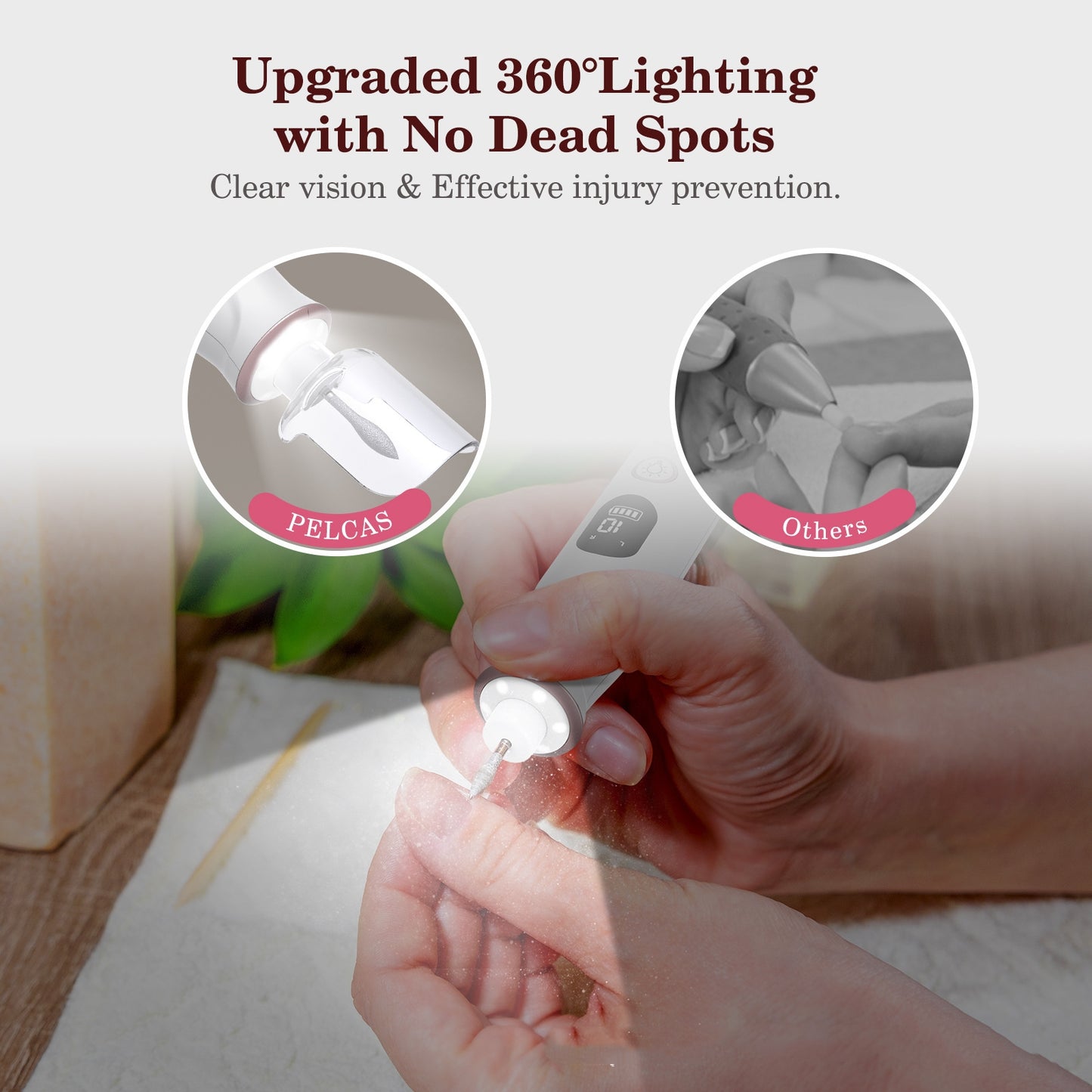 Electric Nail Grinder Portable Manicure & Pedicure Tool - White