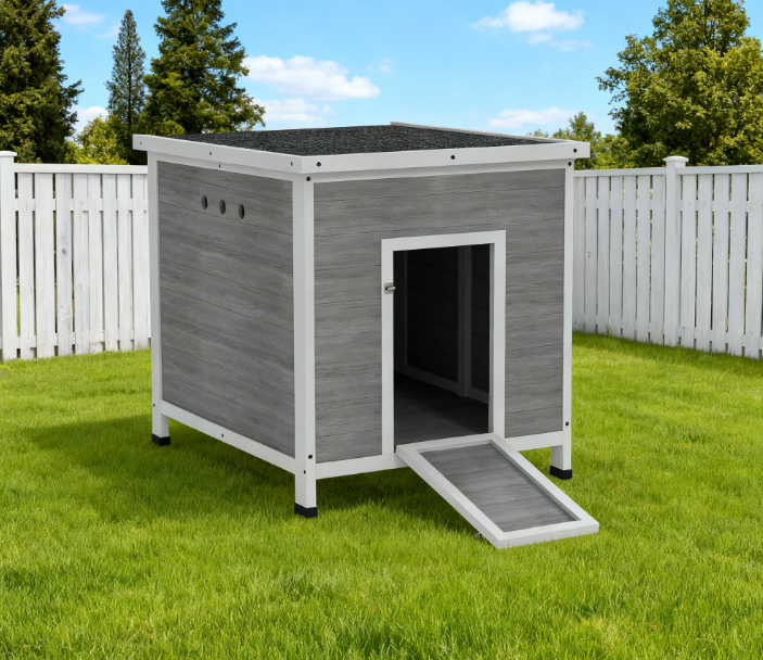 Wooden Duck House with Openable Roof and Removable Floor - Light Grey