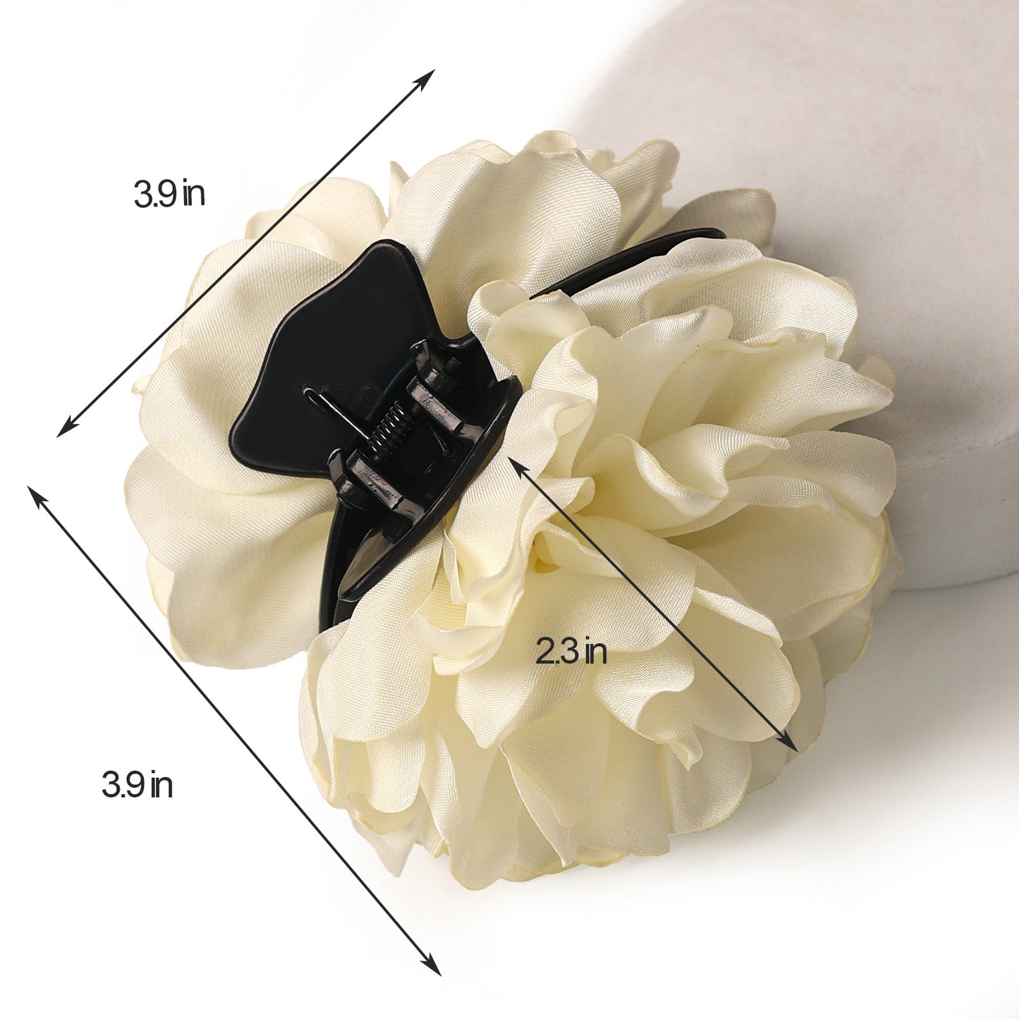 Minimalist Satin Camellia Hair Clip for Women - Large French-Style Gripper