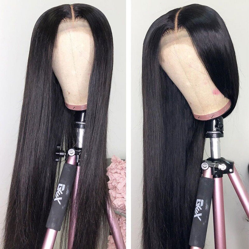 Ladies Long Straight Synthetic Wig - Black, Mid-Length, Natural Look