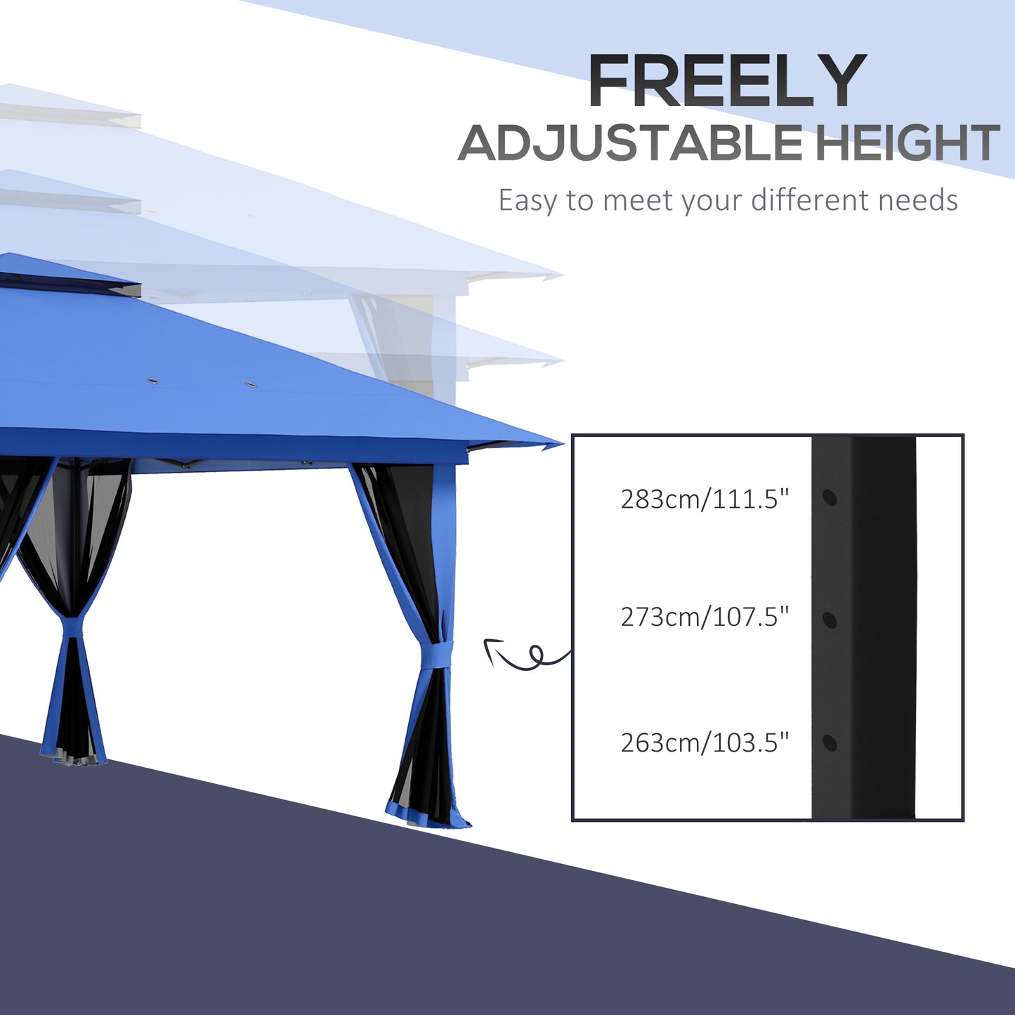 13x13 Pop Up Gazebo Canopy Tent with 2-Tier Roof & Carry Bag - Blue