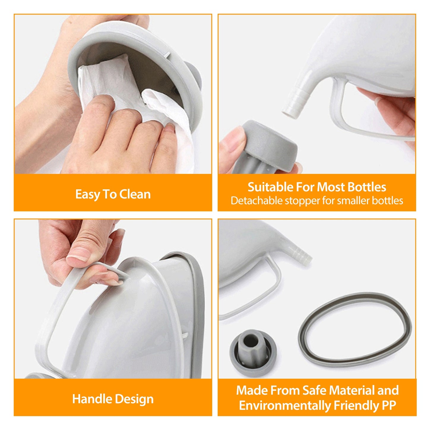 Portable Emergency Urinal Funnel for Camping & Travel - Gray