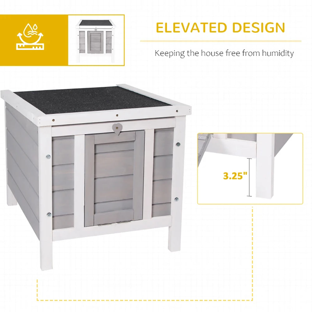 Outdoor Wooden Rabbit Hutch with Waterproof Roof & Raised Platform - Gray Pet House