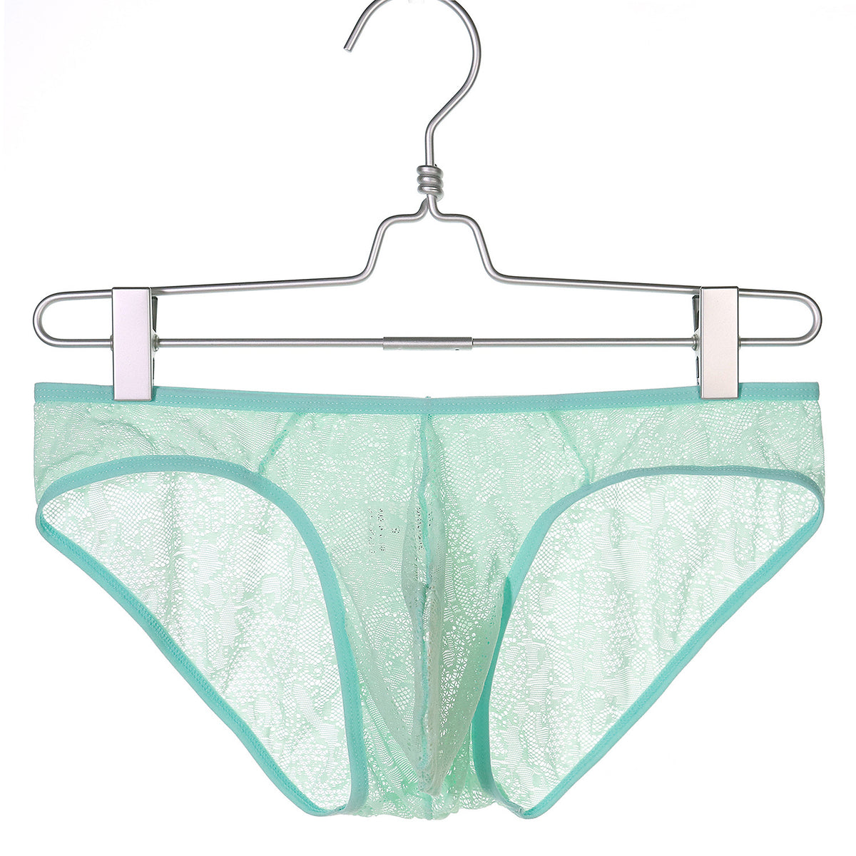 Men's Low Waist Lace Briefs - Transparent Floral Jacquard Underwear for Men