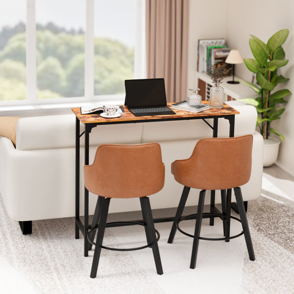 43-Inch Brown Bar Height Table - Durable MDF Top & Metal Frame