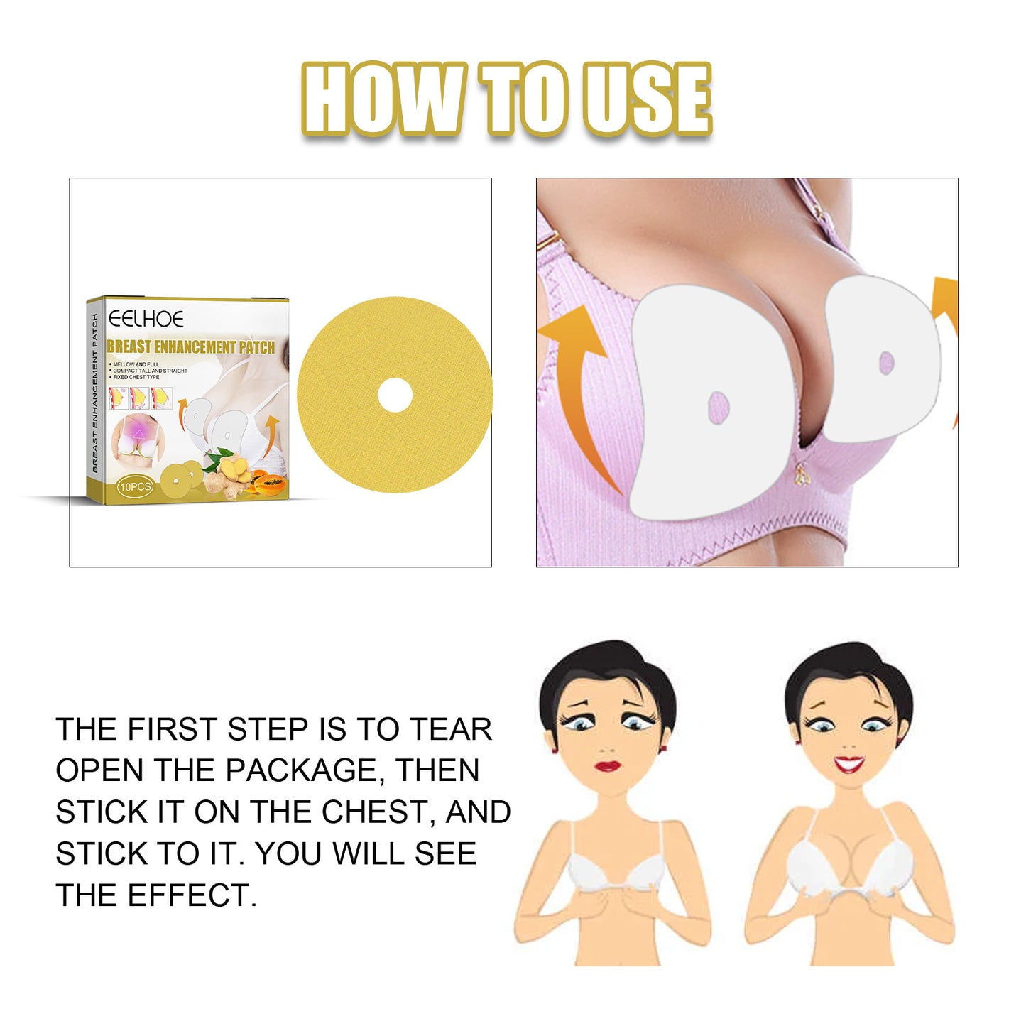 Ginger Papaya Breast Enhancement Patches - Firming & Lifting Bust Care - 10 Pcs