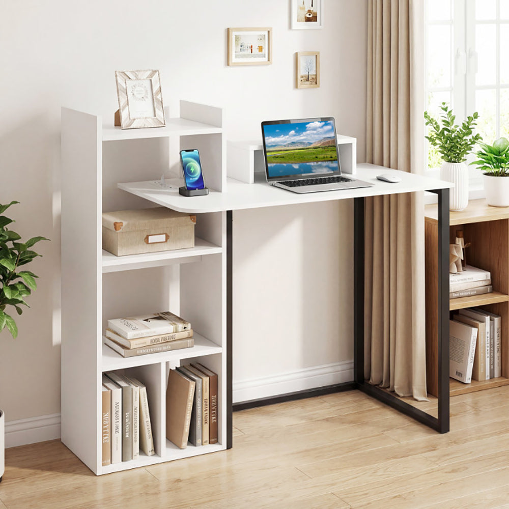 Computer Desk With Charging Station And Ergonomic Monitor Stand
