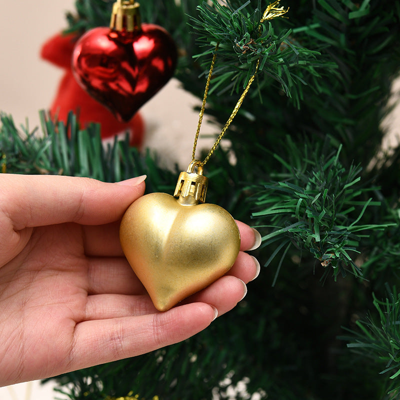Christmas Tree Pendant Garland Decorations - Plastic Love Heart Ornaments, 4.5cm