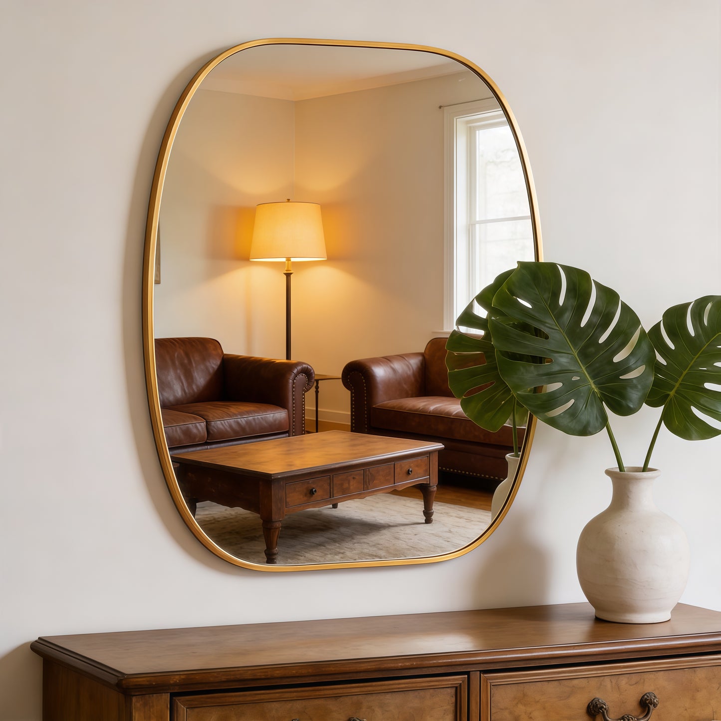 30x40 Inch Gold Metal Framed Oval Bathroom Wall Mirror
