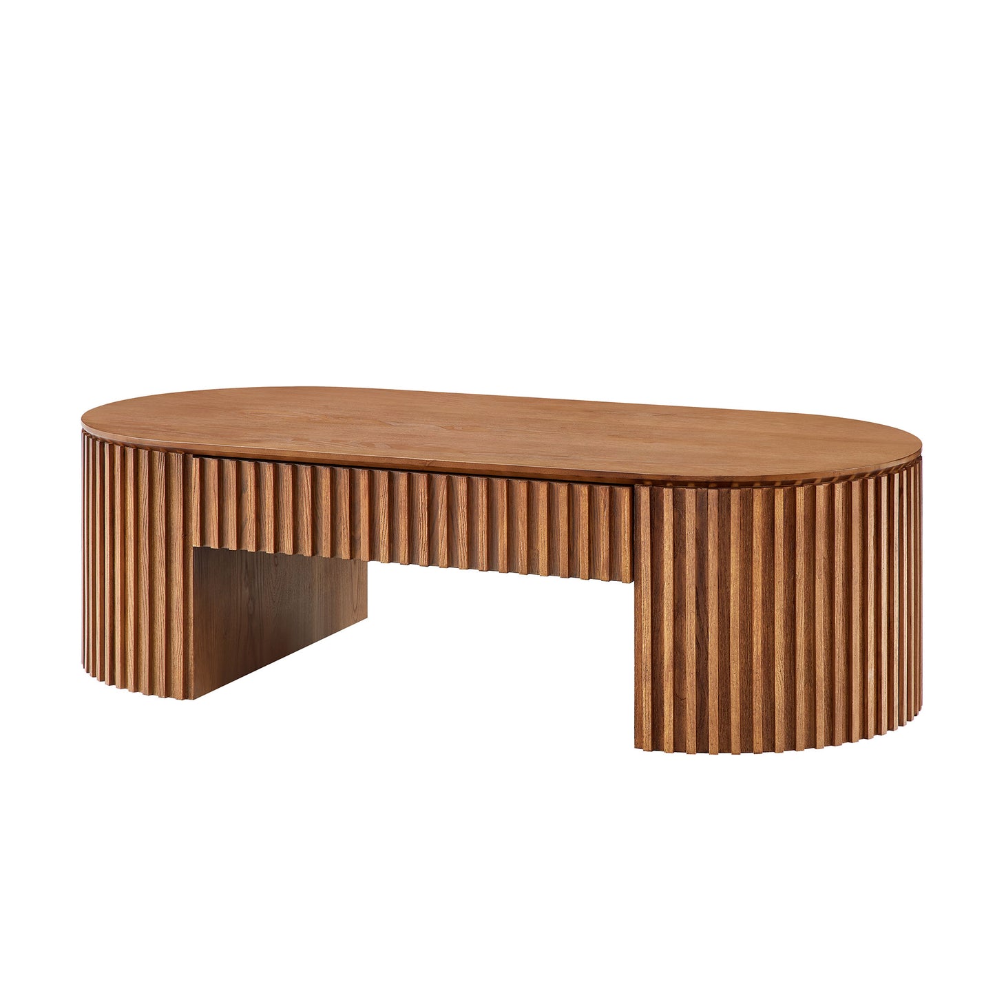 51.18 Oval Wood Coffee Table With Drawer Mid Century Modern Unique