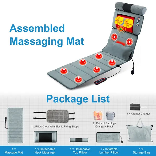 Full Body Electric Massage Mat with Heat and Vibration Therapy