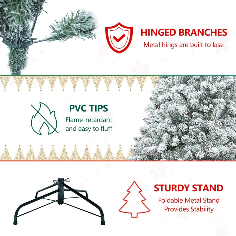 Flocked PVC Christmas Tree with Pine Cones - Multiple Heights