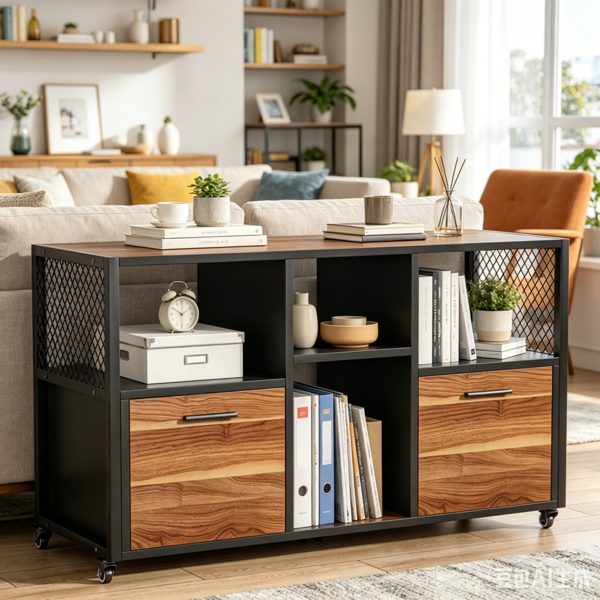 Versatile File Cabinet with 4 Shelves and 2 Drawers
