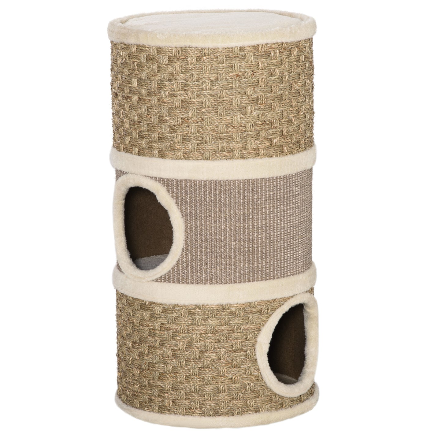 28-Inch Cat Condo Tower with Sisal Scratching Pad and Multiple Hideaways