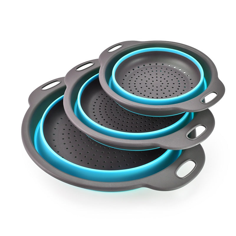 3-Piece Collapsible Drain Basket Set - Multi-Functional Plastic Storage