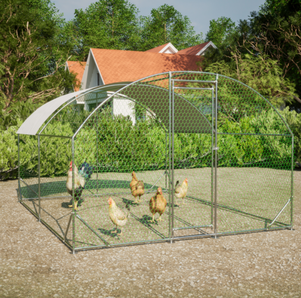 10x13 Foot Heavy-Duty Chicken Coop with Removable Tarp - Large Pet House & Cage