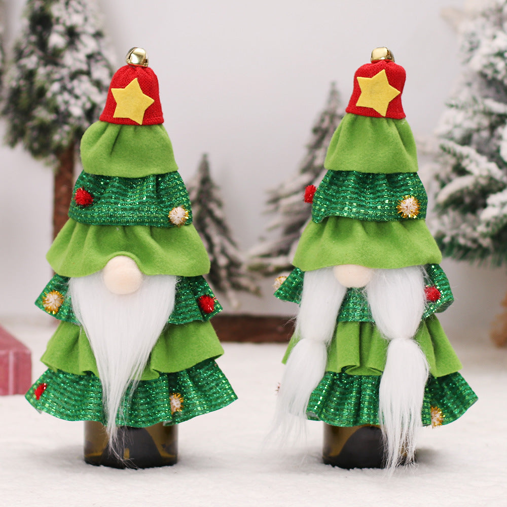 Christmas Tree Wine Bottle Cover - Forest Man Cake Dress Decor, Variable Sizes