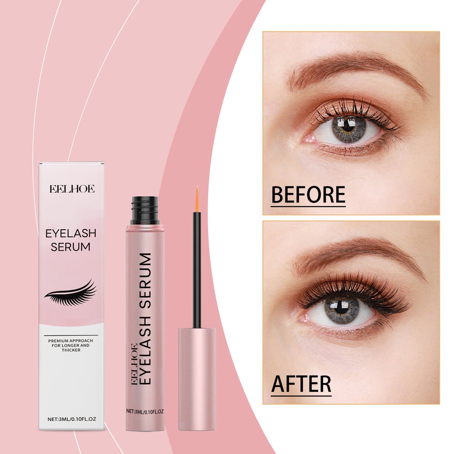 Eyelash Growth Serum - 3ml Eyelash Enhancer for Longer, Thicker Lashes
